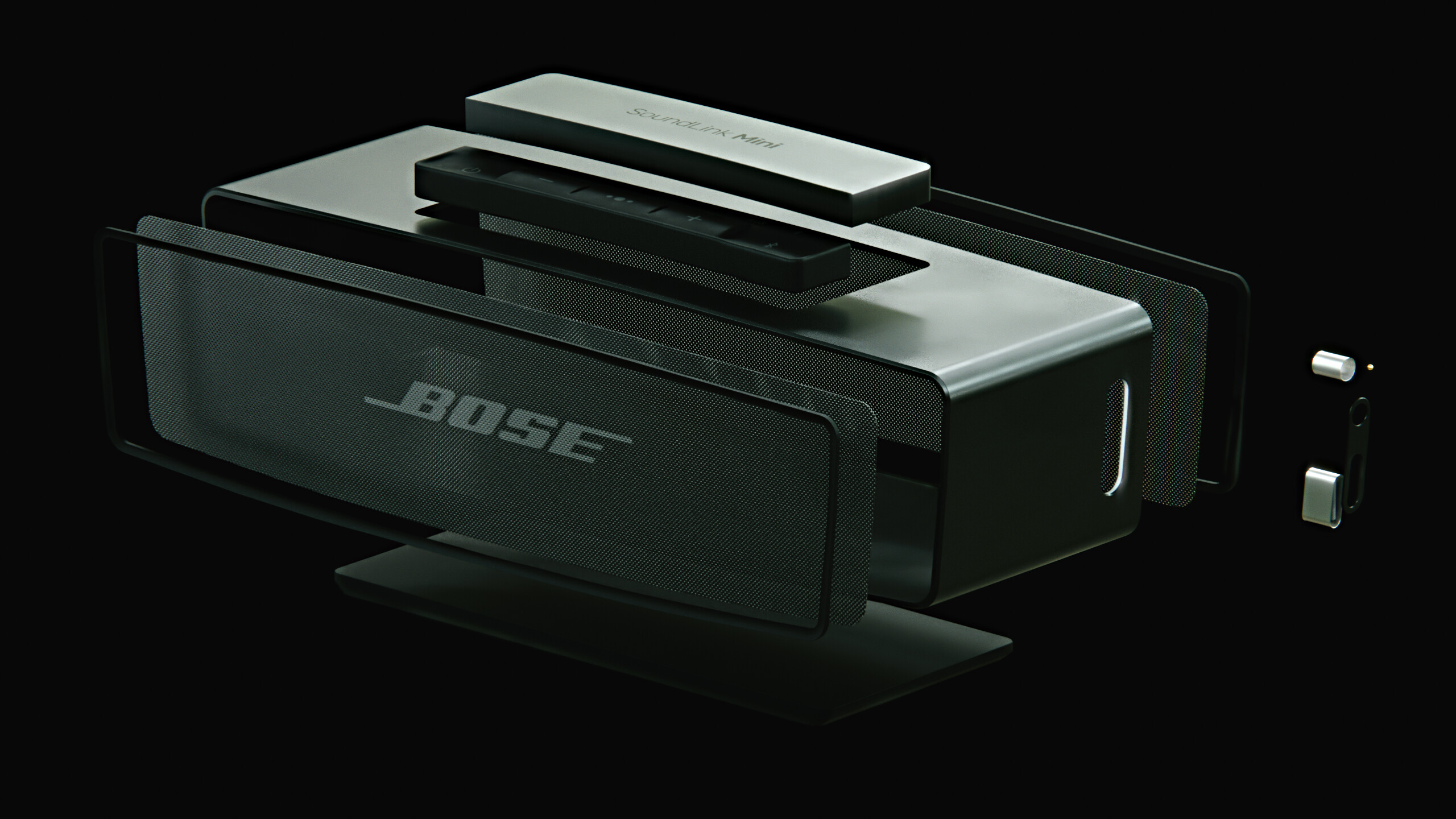Bose Soundlink CGI render with procedural dust